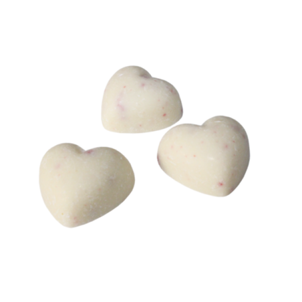 White chocolate heart with strawberry granules 100g