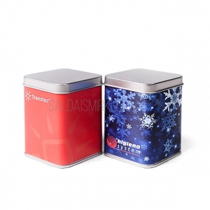 Tea in a metal box with custom design print